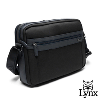 Lynx - 美國山貓進口牛皮mix防潑水質男多層收納側背包