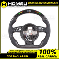 LED Carbon Fiber Flat Bottom Steering Wheel Compatible with audi S4 A4 led performance Carbon Fiber Flat Bottom Steering Wheel