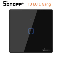 SONOFF T3 EU Wifi Touch Screen Switch Works with Amazon Alexa/ Google Home/for Google Nest/ Luxury Glass Panel/ LED Light