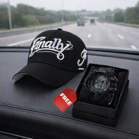 Topi Baseball Pria Bordir Gratis Jam Tangan Digital K-Sport Hitam