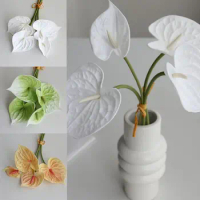 4pcs Handmade Anthurium Bouquet Floral Art Flexible Real Touch Artificial Bouquet Hotel