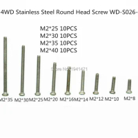 Free Shipping 40Pcs RFDTYGR M2 Stainless Steel Round Head Screws Self-made Parts For Tamiya MINI 4WD M2 Round Head Screws