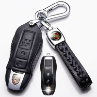 保時捷真皮鑰匙包panamera卡宴macan718邁卡911車鑰匙套cayenne鑰匙扣