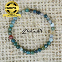 Gelang Tasbih Batu isi 33 Butir Akik Indian Agate ASLI Alam Natural Pria Wanita Cowok Cewek Keren