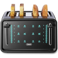 Toaster 4 Slice,Led Display Touchscreen Bagel Toaster with Dual Control Panels of Bagel/Reheat/Defrost/Cancel