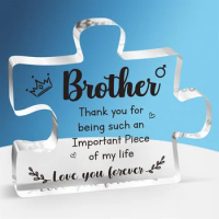 Engraved Acrylic Block Puzzle Plaque Decorations - Christmas Thanksgiving Birthday Gifts for Brother