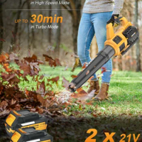 EWORK Cordless Leaf Blower - 21V Electric Leaf Blower Cordless with (2) 3.0Ah Battery and Fast Charger 400CFM Variable Speed