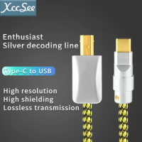 USB dac cable type c to type b hifi stereo cable 6N silver plated data audio digital cable for mobile dac