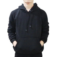 (PROMO) Jaket Hoodie Sweater Polos Hitam - BLACK