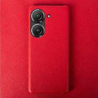 Premium Cowhide Genuine Leather Case For Asus Zenfone 10 Cases Zenfone9 Phone Cover Litchi Grain Back Shell Fundas Protect Capa