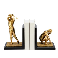 High-end quality brass and wood home deco character special bookend for home hotel unique design book file stand