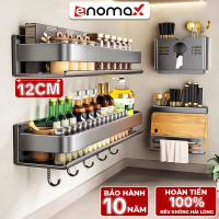 Enomax spice rack for kitchen items, wall-mounted, made of high-quality Carbon Steel, rust-resistant