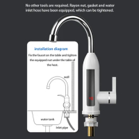 3000W Electric Hot Water Heater Faucet 360 Degree Adjustable Fast Heating Tap Instant Electric Water Tap for Kitchen Sink
