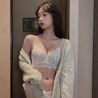 Phiên bản gốc bộ áo ngực và quần lót ren đỏ cho phụ nữ, ngực nhỏ, nâng ngực, không dây, nâng cao, áo