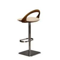 Italian Style Minimalist Bar Chair Household Solid Wood High Stool Bar Stool Lifting Stool Leather Bar Chair Island Table Chair