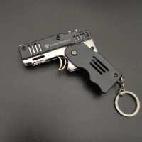mini toys for boys fake toy Gun Gift Folding Pendant pistolas guns Toy 50 Rubber Shooting Keychain Miniature Collection 2024