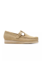 Clarks Womens Wallabee T Bar Shoes - Maple Suede