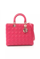 Christian Dior Pre-Loved Christian Dior lady dior Large Handbag leather Pink purple 2WAY
