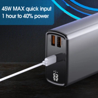 30000mAh outdoor large capacity charging bank PD65W fully compatible mobile phone notebook aluminum alloy mobile power supply