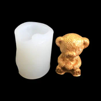 Small Three-dimensional Teddy Bear Aromatherapy Candle Mold Ornament Baking Cake Gypsum Silicone Mould J 191