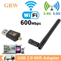 600Mbps USB Wifi Adapter 2.4GHz+5GHz Dual Band USB Wifi Adapter Wireless Network Card Wireless USB WiFi Adapter Dongle For PC