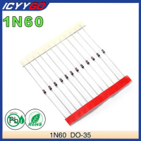 100 Pcs ICYYGO 1N60 DO-35 Schottky Barrier Rectifier Germanium Diodes 30mA 40V DO-35 Axial IN60 30 mA 40 Volt For TV AM FM Radio