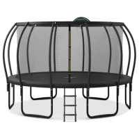 Trampoline, 16FT for Kids with Safety Enclosure, Plus Basketball Board and 12 Ground Stakes, Outdoor Recreational, Trampoline