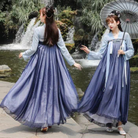 Fairy Princess Ancient Chinese Hanfu Costumes Elegant Women Han Dynasty Performance Folk Dance Dress Costume