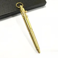 Self-defense Brass Pen Hand Machine Gun Pen Creative Copper Retro Bronze Bolt Bolt Tactical Pen Hanging Ring EDC Outdoor Pen
