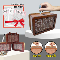 Hộp tiết kiệm tiền bằng gỗ, ống tiết kiệm, có thể chứa tiền Xu và tiền giấy, tiết kiệm tiền với giá 