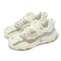 【FILA】慢跑鞋 Box Type 女鞋 米白 卡其 拼接 緩衝 低筒 老爹鞋 斐樂(5J341Y177)