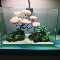 Layout setup sẵn kèm hồ cá 30x20x20 với cây bonsai nhân tạo
