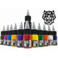 DH專業紋身器材~美國原裝進口SOLID INK色料邁阿密ink克里斯套裝12色＂1oz盒裝＂贈白與黑色+限定t一件