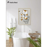 現代裝飾畫#無框畫#有框畫# 「創意貓咪衛生間廁所裝飾畫現代簡約趣味浴室洗手間免打孔防水掛畫」#居家民宿框畫