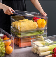 冰箱收納盒抽屜式放蔬菜專用整理神器透氣水果保鮮盒透明塑料帶蓋 全館免運