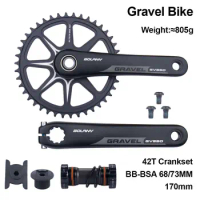 Bolany Direct Mount Gravel Bike Crankset with AL7075 Cranks,42T For GXP Chainring for 10/11 Speed Bicycle