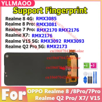 OLED For Realme 8 RMX3085 LCD For Realme 7Pro/8 Pro/X7 RMX3081 Realme Q2 Pro/V15 RMX2173 RMX3092 TouchScreen Digitizer Replace