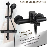 High Pressure Hand held Shower Head shower set Rain Sprayer Set Black 3 Function shower system