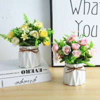 北歐假花仿真花擺設室內家居植物花藝擺件客廳玫瑰花絹花裝飾盆栽