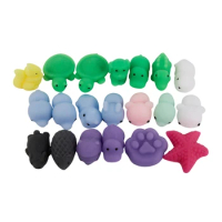 20Pcs Mini Squeeze Toy Squishy Mochi Soft Release Stress Toys Kawaii Animal Squishy Decompression Toys Seal Octopus Rabbit N20