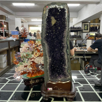 【千奇國際水晶】巴西火型紫鈦晶洞ESPa+24.8kg(旺宅旺財 防小人 招貴人 鎮宅化煞)