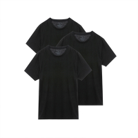 GIORDANO 男裝簡約素色純棉圓領短袖T恤(三件裝) - 59 標誌黑 3入