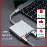 Hub Type C 3in1 - Cổng chuyển đổi HUB USB Type-C to HDMI, USB 3.0, PD Type-C cho Laptop Macbook, Điệ