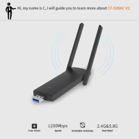 New 1200Mbps 2.4G+5.8Ghz Dual Band Wi-Fi Dongle AC Network Card High Power Usb Wifi Adapter Extender Antenna CF-926AC