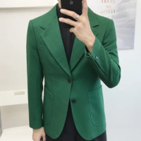 Green Sport Blazers For Men Solid Patch Pocket Blazer Men Men British Business Office Suit Jacket Formal Blazer Hombre