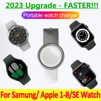 2 in 1 Magnetic Wireless Charger for Samsung Galaxy Watch 5 4 3 Active 2 Apple Watch Series 8 7 USB Type C Charging Station Dock