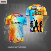 Áo thể thao nữ Zumba Fitness Gymnastics in họa tiết toàn thân, chất liệu polyester thoáng khí, tay n