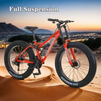 26 inch MTB 4.0 wide tire off-road beach and snow bike disc brake Fatbike Full Suspension bicicleta soft tail Downhill Bicycle