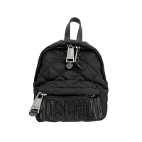 二手品 Moschino 品牌logo絎縫尼龍後背包(黑色)