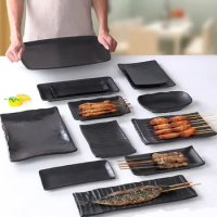 Barbecue Restaurant Special Plate Thickened Dense Amine Black Tableware Hotel Buffet Hot Pot Dinner Plates Kitchen Accessories